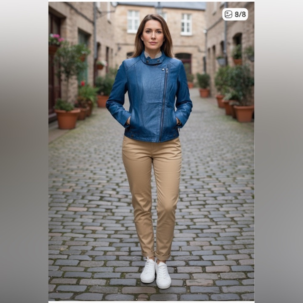 Hayden  Blue Faux Leather Moto Jacket